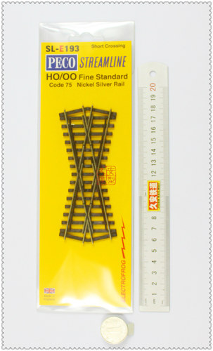 久安铁道 PECO 专业火车轨道CODE75 SL-E193 短交叉 金属岔心