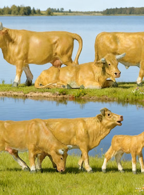 久安铁道 仿真动物 微缩动物 1:87 PREISER 10147 黄牛6头