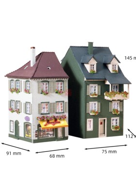久安铁道沙盘建筑模型1:87HO FALLER 130414 两栋三层城市公寓