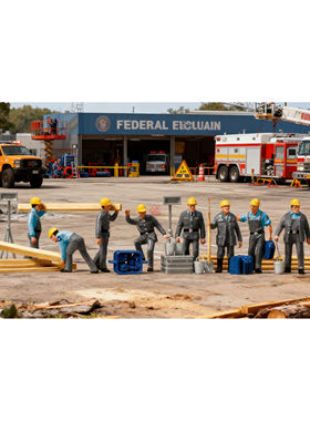 仿真人物 微缩小人 1:87 PREISER 10220 德国联邦救援署THW工作中