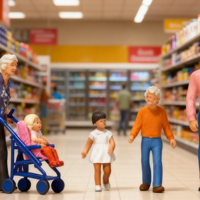 仿真人物 微缩小人 1:87 PREISER 10721 一家大小出游