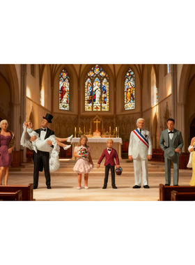 仿真人物 微缩小人 1:87 PREISER 10790 婚礼上的新人和嘉宾