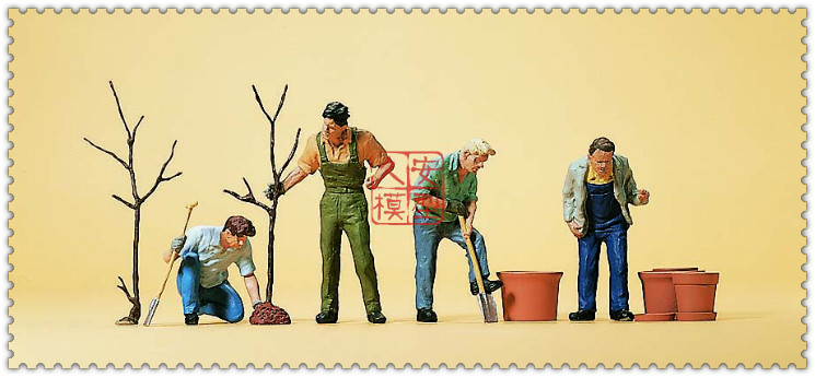 久安铁道 仿真人物 微缩小人 1:87 PREISER 10466 植树