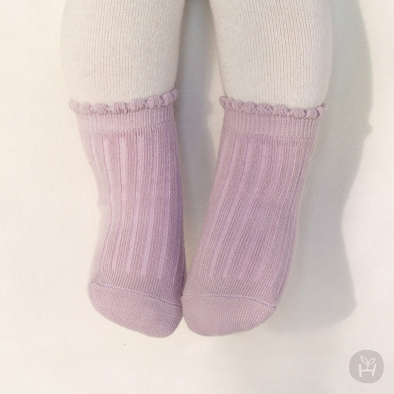 韩国进口婴儿袜子春秋季纯棉松口袜1-3岁宝宝防滑袜睡眠袜短袜
