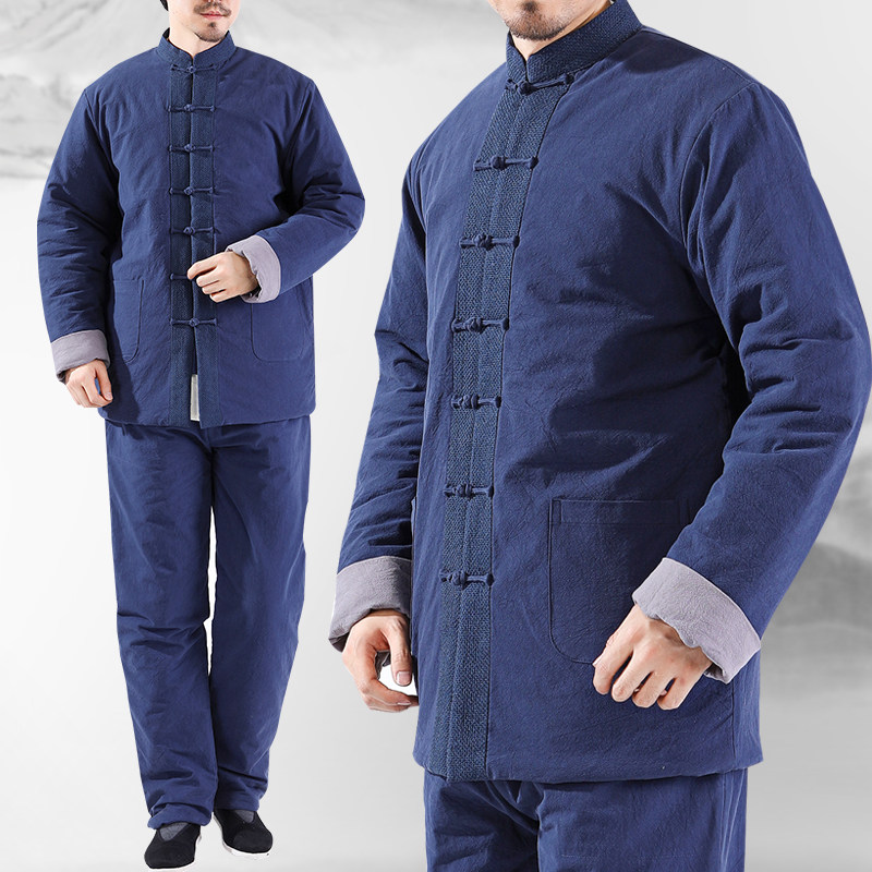 TANG COSTUME MENS MIDDLE-AGED AND ELDERLY CHINESE STYLE JACKET MENS WINTER COTTON CLOTHES MENS SUIT MENS COTTON CLOTHES TWO-PIECE WINTER CLOTHES COTTON JACKET