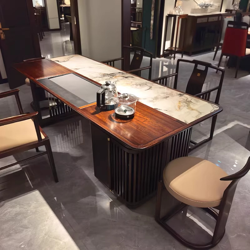 岩板轻奢新款泡茶台办公室茶室会所泡茶桌黑胡桃酒店民宿禅意别墅,住宅家具,家用茶台/茶桌,淘宝优惠券,粉丝福利购,淘宝优惠卷