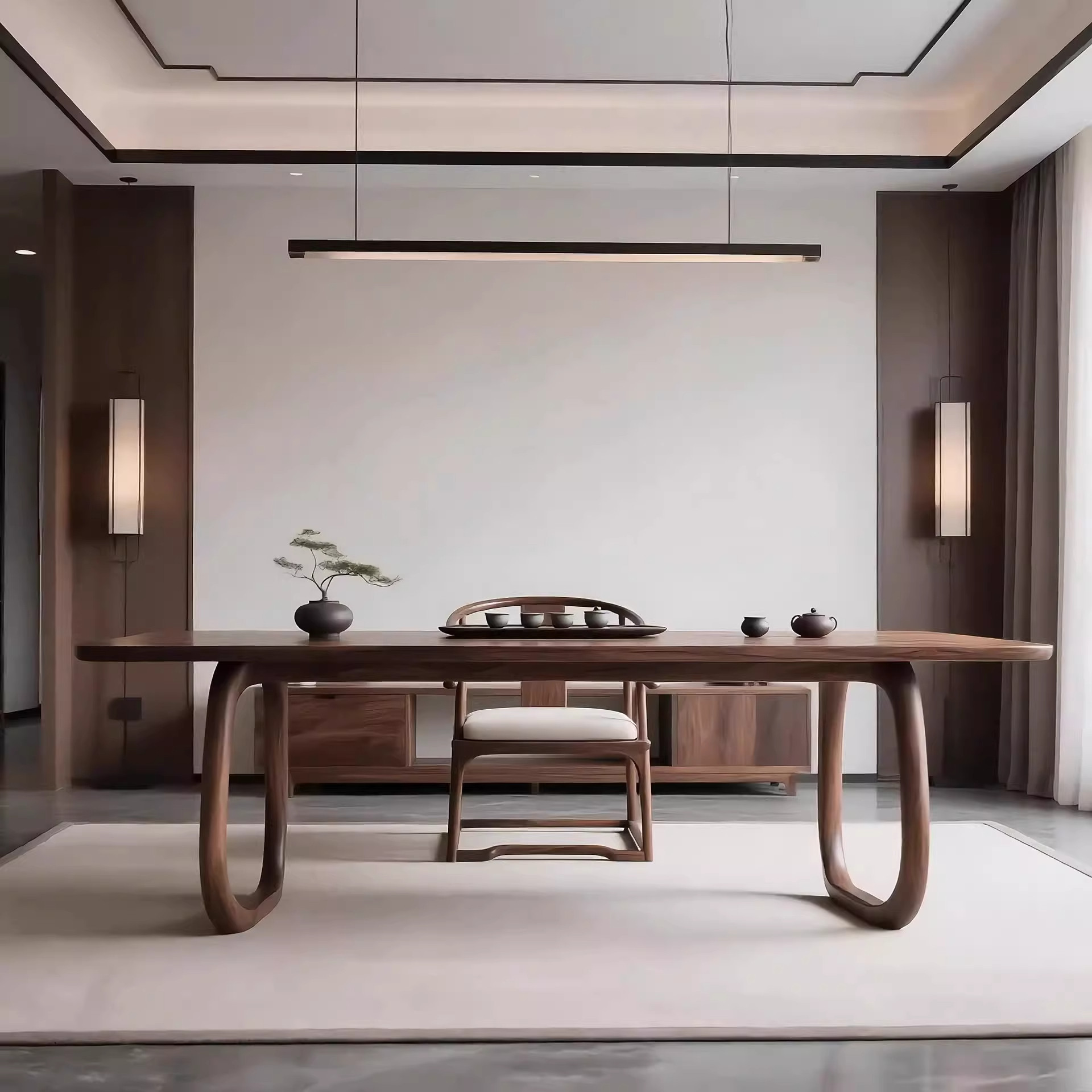 新中式北美黑胡桃木茶桌2026新款茶馆茶楼办公室复古禅意实木茶台,住宅家具,家用茶台/茶桌,淘宝优惠券,粉丝福利购,淘宝优惠卷