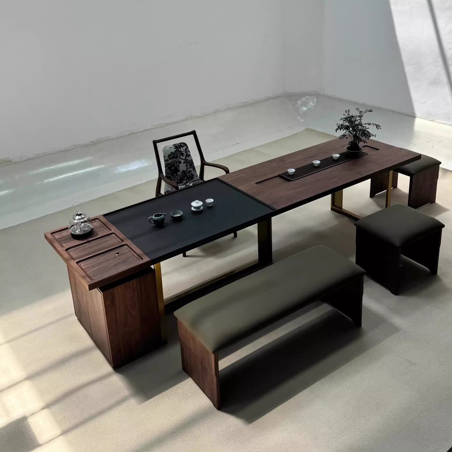 黑胡桃白蜡木办公室酒店民宿禅意实木茶台泡茶桌轻奢别墅高端定制,住宅家具,家用茶台/茶桌,淘宝优惠券,粉丝福利购,淘宝优惠卷