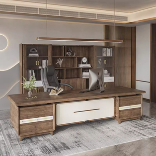 新中式老板桌实木办公桌椅组合经理总裁桌大班台简约轻奢办公家具