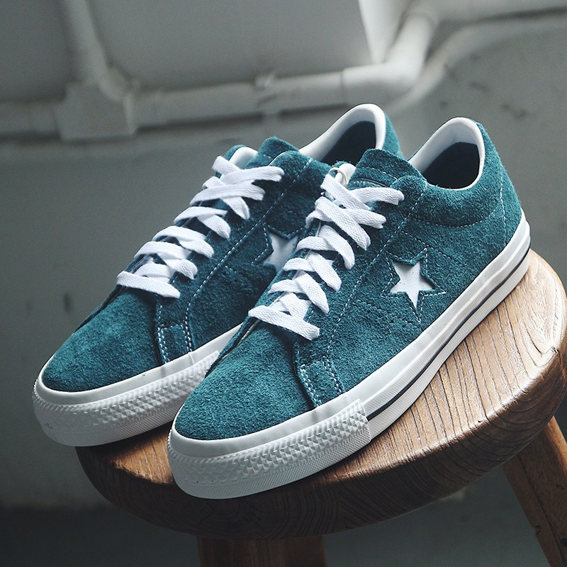 匡威蓝色系带男女板鞋低帮