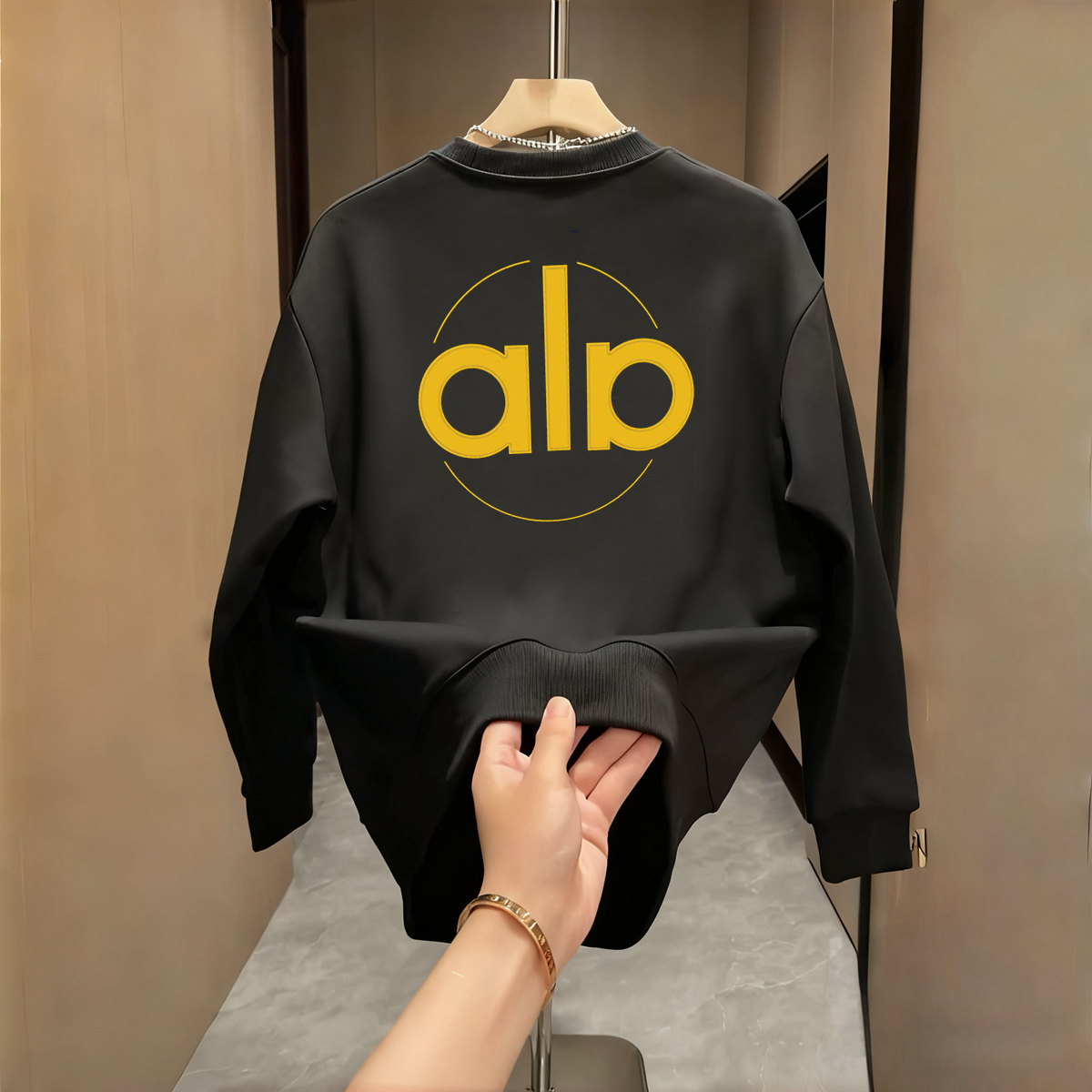 2025秋季款美式撞色字母圆领长袖T恤男潮流时尚显瘦百搭休闲上衣