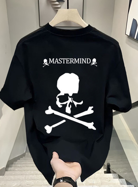 夏季新款潮牌时尚酷帅骷髅头印花重磅高品质纯棉短袖男士T恤情侣t