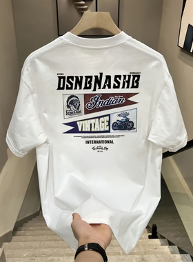 男士高端纯棉短袖t恤2026夏季潮牌印花半袖青年休闲百搭宽松上衣