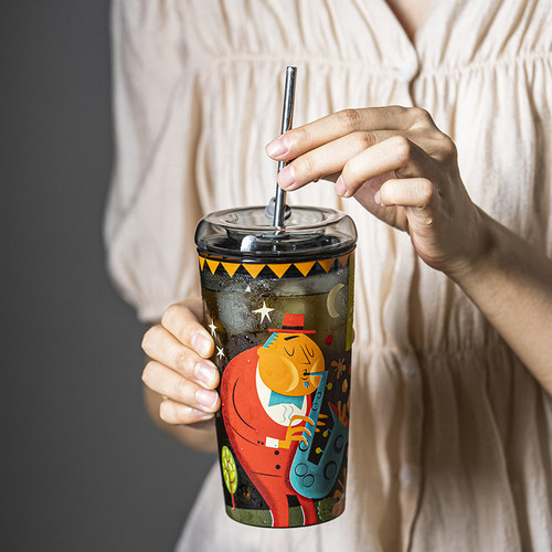 高颜值卡通密封便携吸管杯