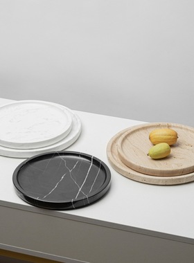 酒店民宿卫生间大理石托盘摆件软装样板房售楼部收纳家居饰品