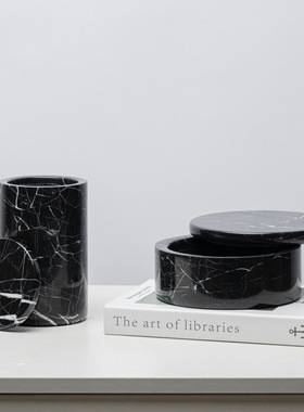 高端版现代北欧创意天然大理石储物罐摆件软装桌面首饰盒收纳家居