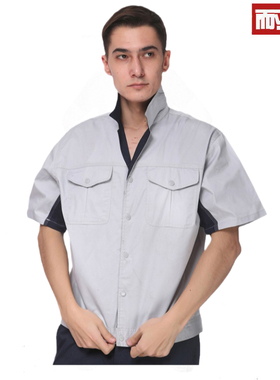 耐固工作服夏季短袖夹克薄款男车间机修牢固透气吸湿排汗半袖工装