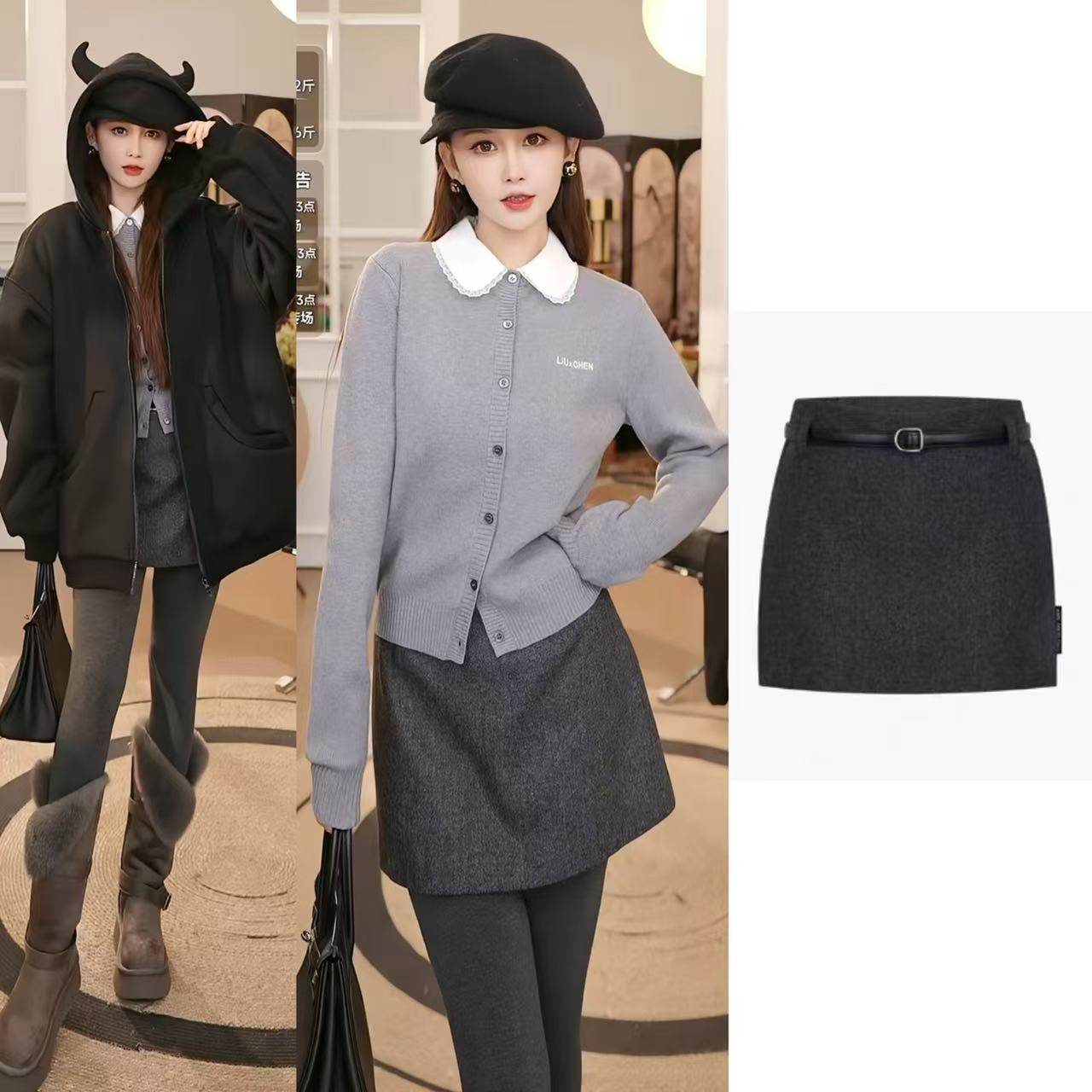 【粉红粉丝专享】高腰A字包臀半身裙Y25719Y394