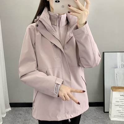 冲锋衣外套女款2025秋冬新款潮三合一可拆卸防风防水加厚滑雪服男