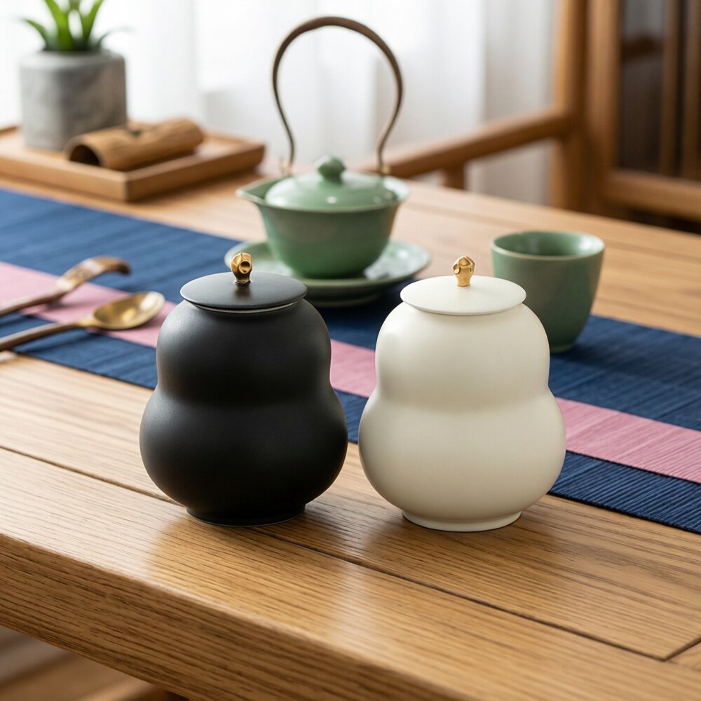 文创陶瓷葫芦茶叶罐糖果密封罐家用红茶普洱茶储物罐复古中式罐子