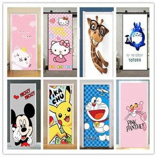 佩奇墙贴门贴木门翻新门贴纸自粘创意玻璃衣橱卧室旧门翻新防水