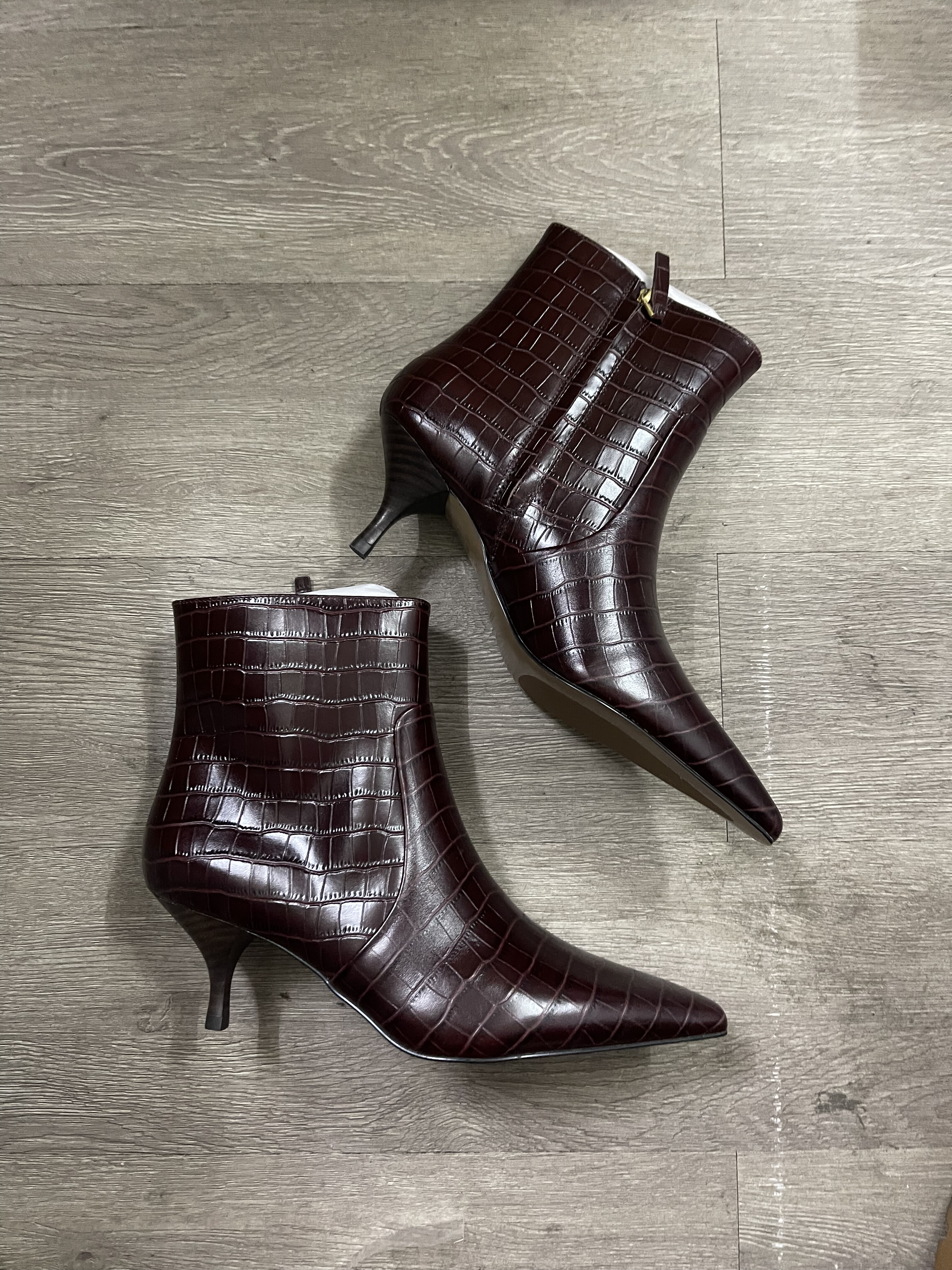 外贸原单高品质牛皮 细跟高跟短靴女鞋40码