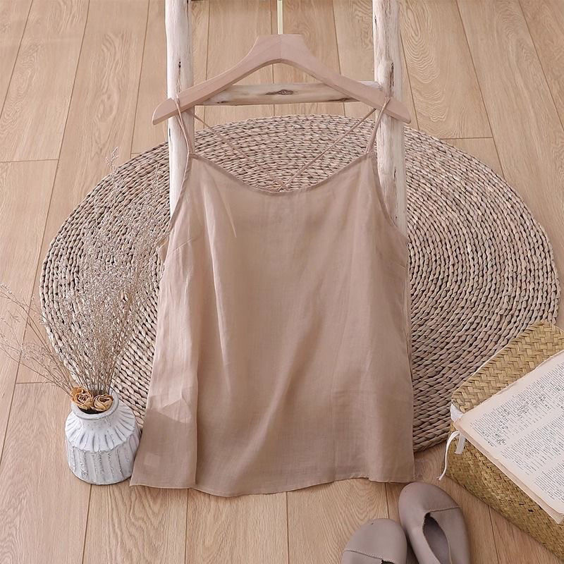 棉麻小吊带背心女士短款上衣春夏无袖内搭交叉设计外穿薄款打底衫
