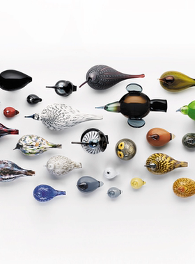 Y iittala 手工吹制鸟猫头鹰白狐红狐摆件北欧水晶摆件