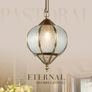 美式乡村小吊灯 楼梯走廊酒吧台全铜单头餐厅吊灯北欧复古纯铜灯