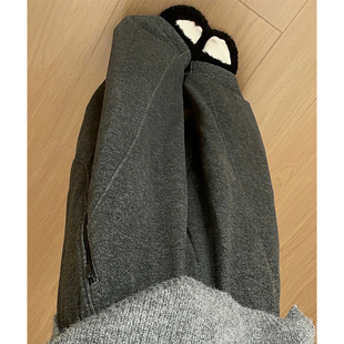 小个子弯刀裤 高腰松弛感慵懒冬深灰色毛呢阔腿裤 女垂感宽松云朵裤