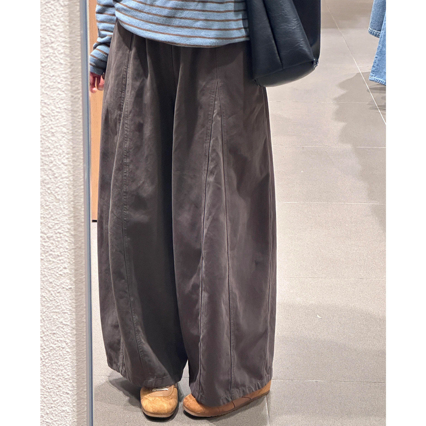 遮胯宽腿粗慵懒风显瘦休闲裤日系九分阔腿气球裤子宽松bf大码胖mm
