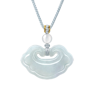 周大生天然翡翠吊坠如意平安锁玉挂坠情侣款项链送女友新年礼物