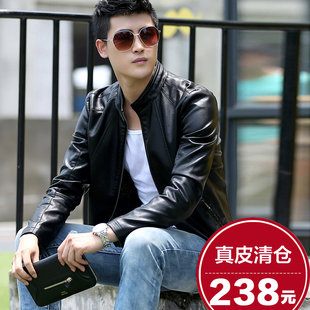 潮流青年帅气皮夹克男机车外套潮 修身 2025秋冬新款 真皮皮衣男韩版