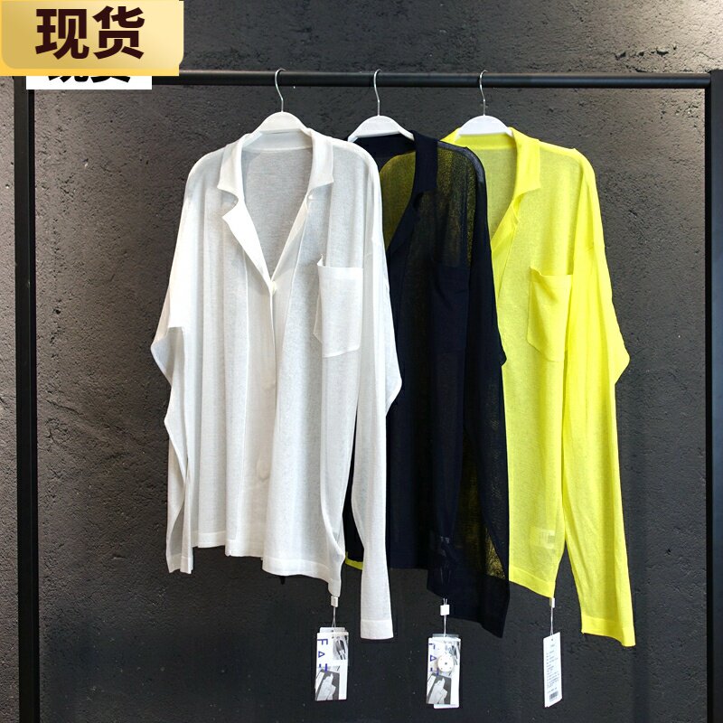 【现货】VC透视polo贝壳扣开衫女秋冬新款休闲百搭晒针织外套