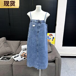 【现货】MONA同款网红 吊带牛仔连衣裙背带女 中长款小个子新款夏