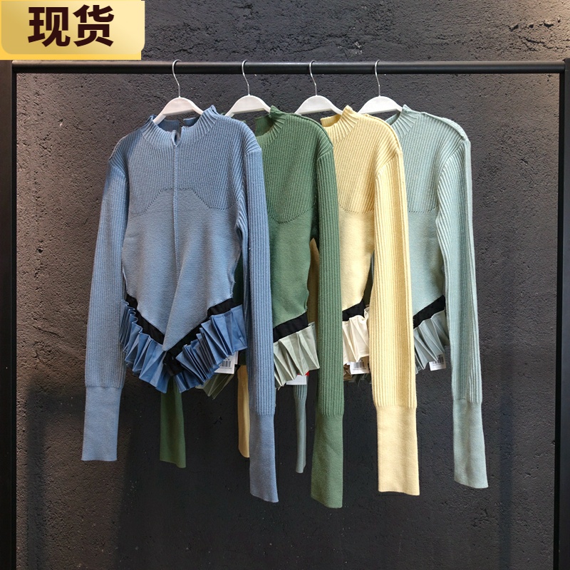 现货】MONA修身针织莫代尔打底衫女秋冬内搭黑色气质百搭新款短款