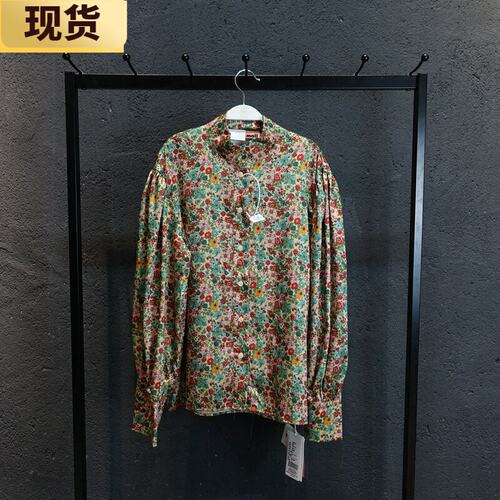 复古碎花长袖衬衫女中式小立领