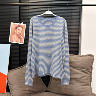 【12/27新品】懒散周末穿穿蓝白晴空条纹针织打底毛衣 RZ254285