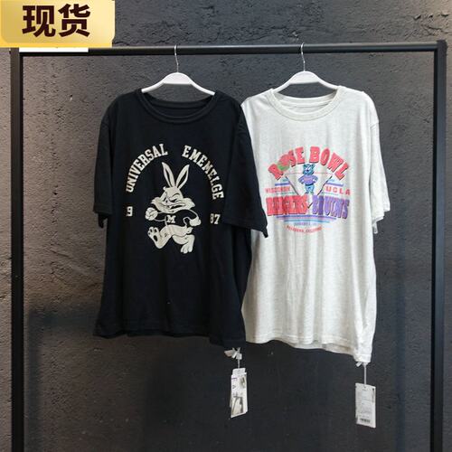【现货】VC奶凶兔蓝皮虎印花圆领短袖t恤女夏新款宽松上衣