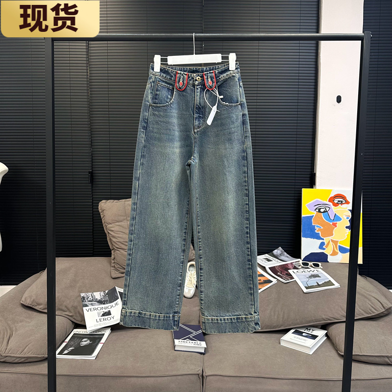 【现货】章章12/09 20:00 出口欧洲16oz重磅水洗刺绣时髦牛仔裤