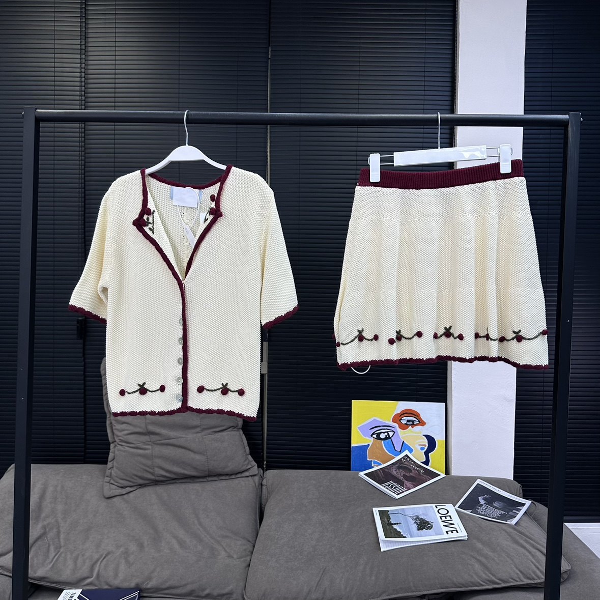 章章 水果篮子 手作复古樱桃刺绣针织套装,女装/女士精品,毛针织衫,淘宝优惠券,粉丝福利购,淘宝优惠卷