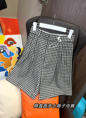 【】【8/22新品】工 棋盘西多士格子中裤 MT22005