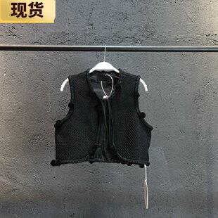 【现货】MS设计感小众马甲重工编织辫子手工球球马甲短外套