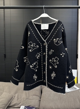 axb 芙蒂早安熊 小熊毛衣开衫宽松显瘦时髦休闲针织外套女