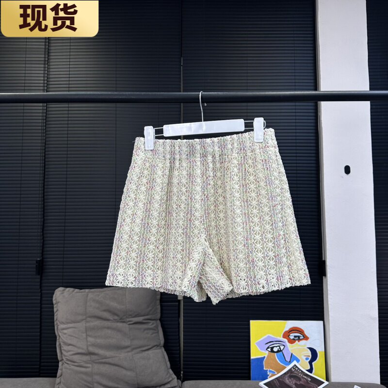 【现货】MS布查德花园颗粒感镂空雕花短裤松紧高腰显瘦遮胯短裤子