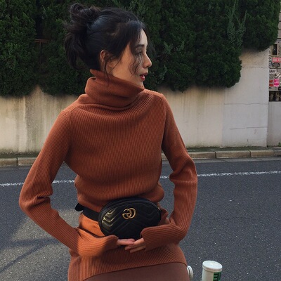 现货毛衣女 大喜庆秋冬时尚百搭中长款针织打底衫高领毛衣