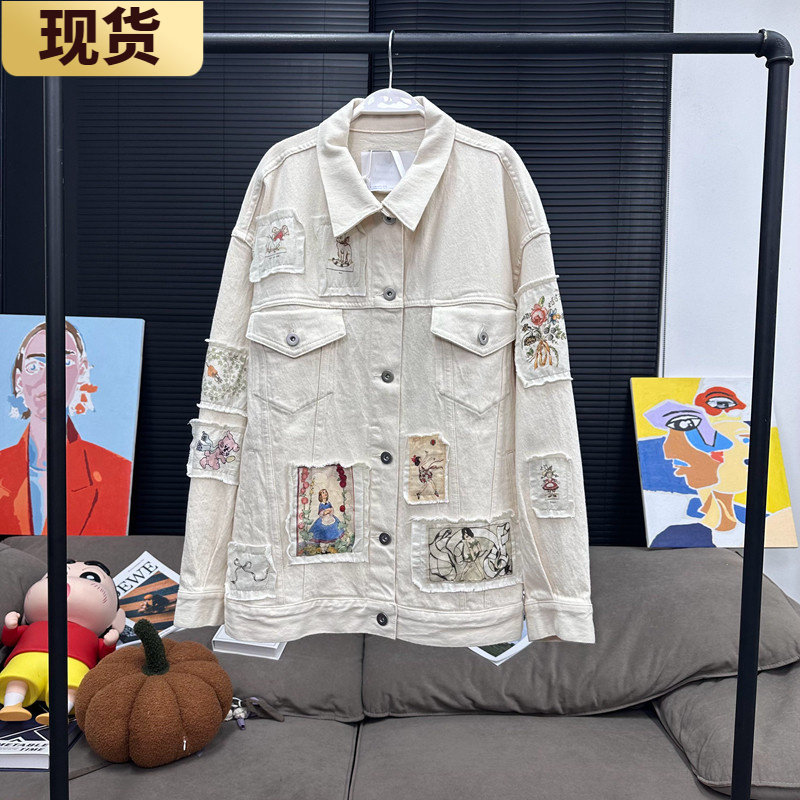 现货章章 原胚白牛复古贴布绣时髦重工牛仔外套,女装/女士精品,汉服上装,淘宝优惠券,粉丝福利购,淘宝优惠卷