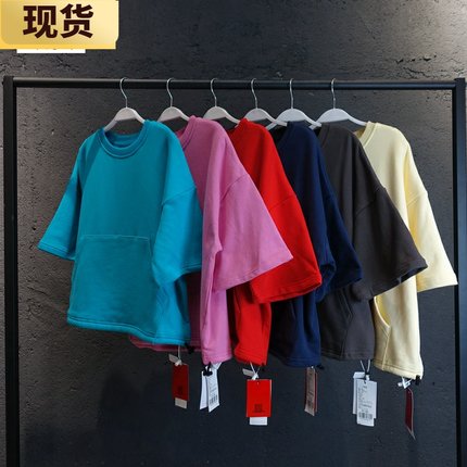 【现货】MONA短袖卫衣女宽松韩版春秋薄款慵懒风短款圆领套头上衣