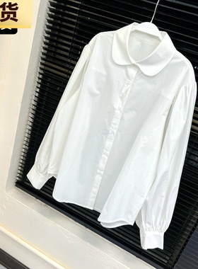 【现货】axb第27次春天 质感圆领宽松白衬衫通勤设计感内搭长袖