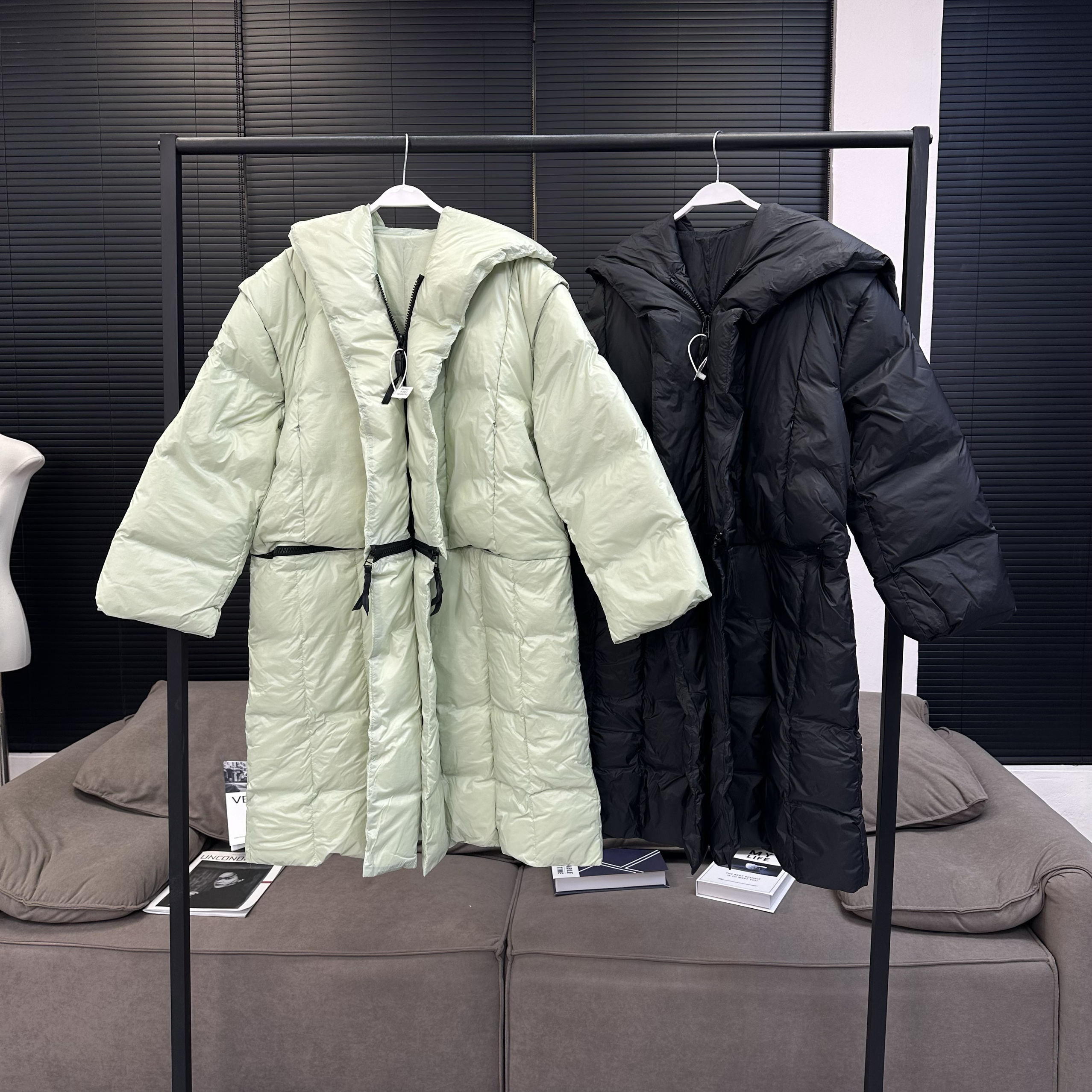 多种穿法可拆卸马甲黑色羽绒服